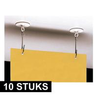 Zelfklevende plafondhaak - 10x - met oog - kunststof - 3,9 cm