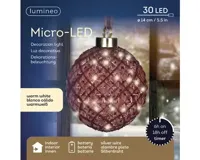 Lumineo microled bal 14cm maroon/warm wit