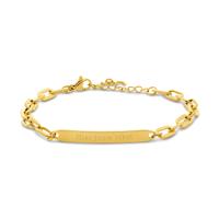 Gegraveerde eigen tekst bar armband - Stainless steel - Goud - Oval chain ( € 31,95 )