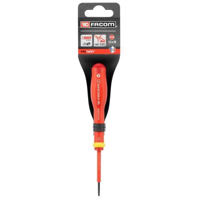 Facom AT.VE - Tot 1000 Volt Geïsoleerde Protwist® Schroevendraaiers voor Sleufschroeven | 2,5 x 50 mm - AT2.5X50VEPB