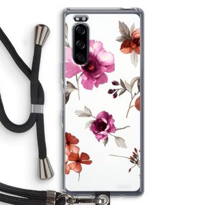 Geschilderde bloemen: Sony Xperia 5 Transparant Hoesje met koord