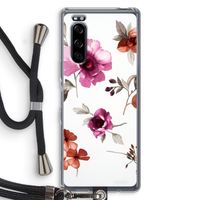Geschilderde bloemen: Sony Xperia 5 Transparant Hoesje met koord