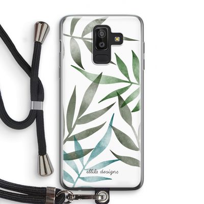 Tropical watercolor leaves: Samsung Galaxy J8 (2018) Transparant Hoesje met koord