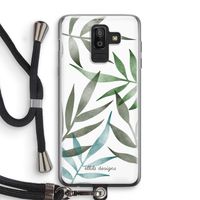 Tropical watercolor leaves: Samsung Galaxy J8 (2018) Transparant Hoesje met koord
