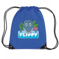 Flippy de dolfijn trekkoord rugzak / gymtas blauw voor kinderen - thumbnail