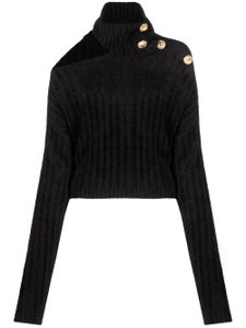 Balmain pull crop à découpes - Noir