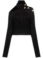 Balmain pull crop à découpes - Noir