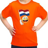 Verkleed Nederland T-shirt voor kinderen - oranje - emoticon met vlag - Koningsdag - thumbnail