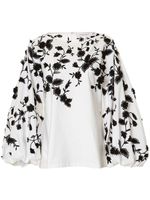 Carolina Herrera blouse en coton à fleurs brodées - Blanc