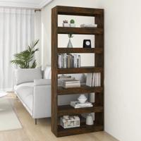 Boekenkast/kamerscherm 80x30x198 cm bewerkt hout gerookt eiken