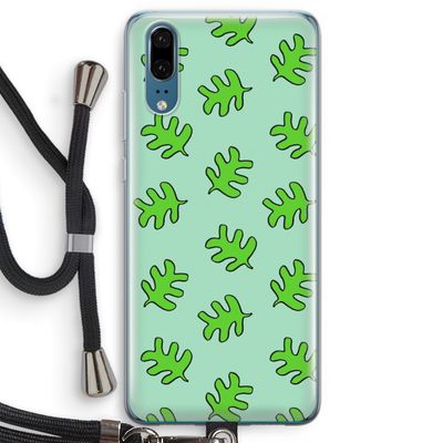Groene blaadjes: Huawei P20 Transparant Hoesje met koord