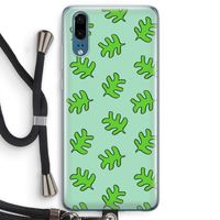 Groene blaadjes: Huawei P20 Transparant Hoesje met koord