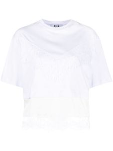 MSGM t-shirt à empiècements en dentelle - Blanc