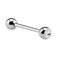 Barbell met Crystaline-balletje Chirurgisch Staal 316L Barbells - thumbnail