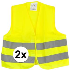 Veiligheidsvest - 2x - reflecterend - voor kinderen 3 tot 12 jaar - fluor geel