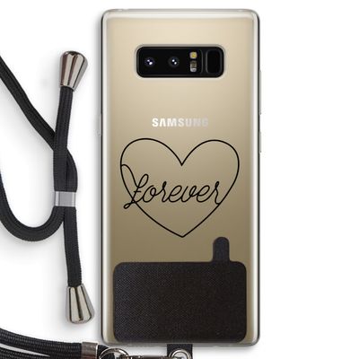 Forever heart black: Samsung Galaxy Note 8 Transparant Hoesje met koord