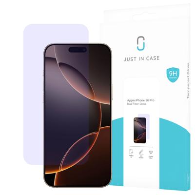 Just in CaseBlue Filter Tempered Glass voor Apple iPhone 16 Pro Smartphone screenprotector