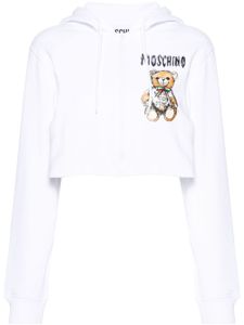 Moschino hoodie zippé à motif graphique - Blanc