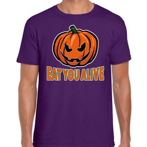 Halloween Eat you alive horror shirt paars voor heren 2XL  -