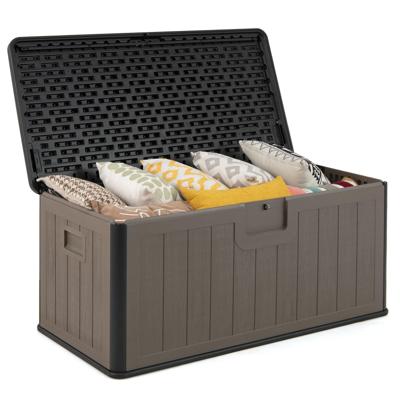 Tuinbox 378 L Kussenbox Waterdicht voor de Tuin met Sleutelbare Deksel Opbergbox voor Kussens & Tuingereedschap Zwart+Bruin