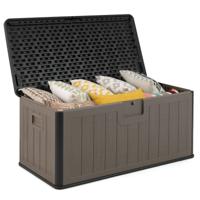 Tuinbox 378 L Kussenbox Waterdicht voor de Tuin met Sleutelbare Deksel Opbergbox voor Kussens & Tuingereedschap Zwart+Bruin