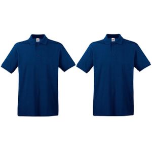 2-Pack maat XL donkerblauw/navy poloshirt / polo t-shirt premium van katoen voor heren