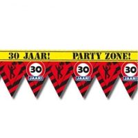 30 jaar party tape/markeerlint waarschuwing 12 m versiering - thumbnail