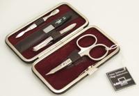 Malteser Manicure-etui 4-delig wijnrood nappaleer 1 Set