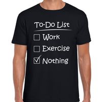 To to list excercise fun tekst t-shirt voor heren zwart