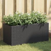 VidaXL Plantenbakken met 2 potten 2 st 72x30x32 cm poly rattan zwart