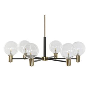 Alexandra Meti - METALEN GLAZEN PLAFONDLAMP 83X83X128 ZWART BALLEN