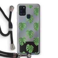 Monstera leaves: Samsung Galaxy A21s Transparant Hoesje met koord
