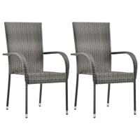 Tuinstoelen stapelbaar 2 st poly rattan grijs