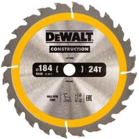 DeWALT Cirkelzaagblad voor Hout | Construction | Ø 184mm Asgat 16mm 24T - DT1939-QZ