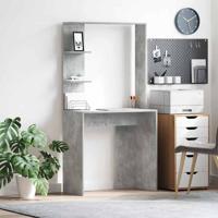 Bureau met plank Betongrijs 78.5 x 37 x 154.5 cm Bewerkt hout