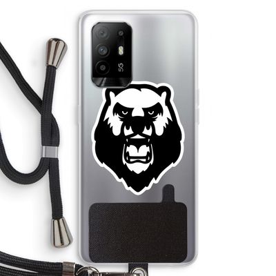 Angry Bear (white): Oppo A94 5G Transparant Hoesje met koord