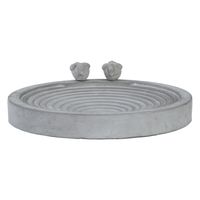 Vogelbad/voederschaal - grijs - beton - D39 x H9 cm - drinkschaal voor tuinvogels