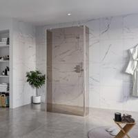 Fortifura Galeria Vrijstaande Inloopdouche - 100x200cm - Rookglas - antikalk - 8mm veiligheidsglas - 2 zijwanden 30cm - wandsteunen en hoekprofielen - Geborsteld RVS PVD (RVS) SW927769 2x/SW797940/SW797930 2x/SW798730 2x