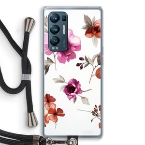 Geschilderde bloemen: Oppo Find X3 Neo Transparant Hoesje met koord