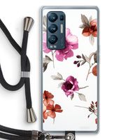 Geschilderde bloemen: Oppo Find X3 Neo Transparant Hoesje met koord