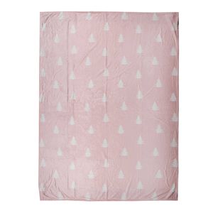 Clayre & Eef Plaid 130x170 cm Roze Wit Polyester Kerstbomen Deken Roze Deken