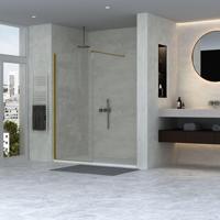 Adema Sparkle 2.0 Inloopdouche - 120x200cm - wandprofiel - stabilisatiestang - helder glas - goud mat SW1128993/SW1381723/SW1381727