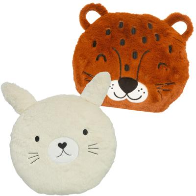 Dieren sierkussens kinderkamer - panter en konijn - 30 cm - polyester