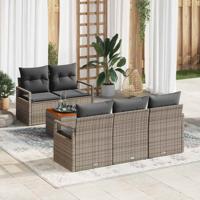 Tuinbankenset met opslag 6 pcs Grijs poly rattan