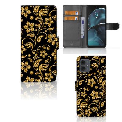 Motorola Moto G14 Hoesje Gouden Bloemen Motorola Moto G14 Hoesje Gouden Bloemen