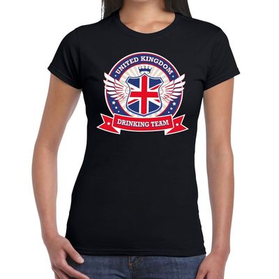 Zwart United Kingdom drinking team t-shirt dames