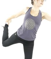 Yoga Top 'Flower of life' Donkergrijs M