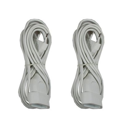 Pakket van 2x stuks verlengsnoeren/verlengkabels voor platte stekkers wit 3 meter