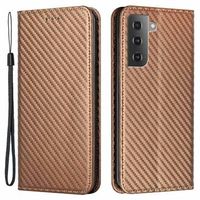 Samsung Galaxy S23 5G Wallet Case - Koolstofvezel - Bruin - thumbnail