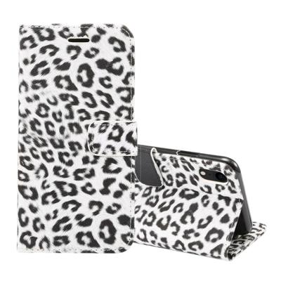 Luipaard patroon horizontale Flip lederen hoes for iPhone XR, met houder & Card Slots(White)